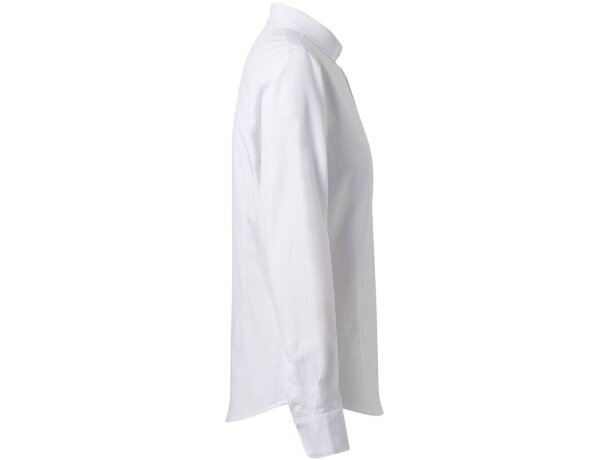 Camisa oxford Prithvi mujer elástica manga larga Blanco detalle 14