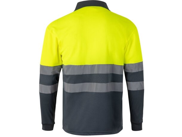 Polo bicolor alta visibilidad VL Vulcan manga larga Gris/Amarillo detalle 33