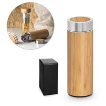 Botella térmica impresa bambú natural infusor té