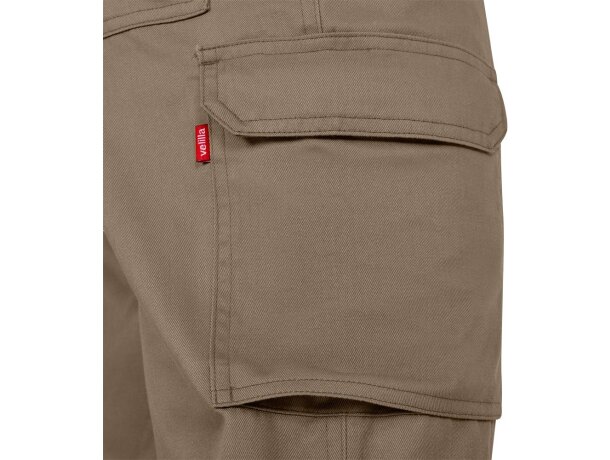 Pantalón de sarga multibolsillos Hermes con cintura elástica Natural claro detalle 8