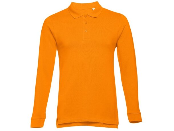 Polo Bern de manga larga en algodón 210 g/m² para hombre Naranja detalle 7