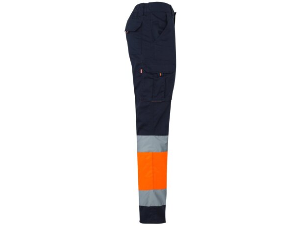 Pantalón elástico multibolsillos bicolor VL Zeus Azul marino/Naranja detalle 5