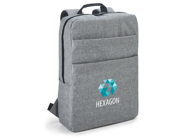 Mochila compacta de poliéster para ordenador gris claro