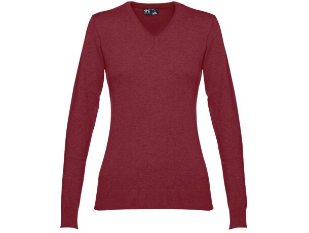 Jersey de punto cuello v mujer Milan Women Burdeos detalle 9