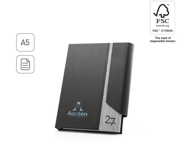 Agenda a5 austen en pu reciclado y rpet con cierre magnético detalle 1