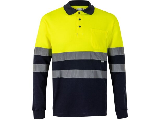 Polo Pluto alta visibilidad manga larga tallas grandes Azul marino/Amarillo detalle 25