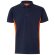 Polo piqué bicolor Supay manga corta con cuello en canalé Azul marino/Naranja