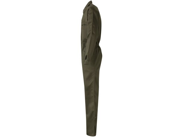 Mono de sarga yama con cremallera doble cursor y bolsillos Verde militar detalle 8