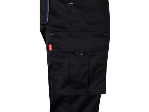 Pantalón elástico bicolor fides con seis bolsillos funcionales Negro/Azul claro detalle 45