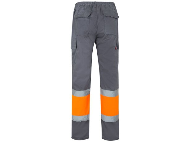 Pantalón multibolsillos bicolor poseidon con reflectantes Gris/Naranja detalle 12