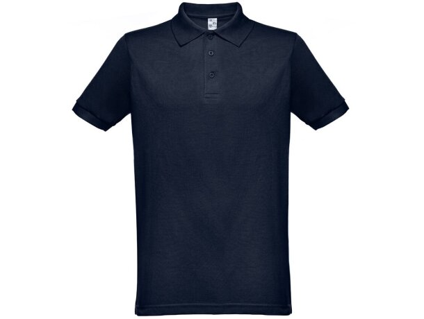 Polo berlin piqué de hombre con cuello y mangas en canalé Azul marino detalle 5