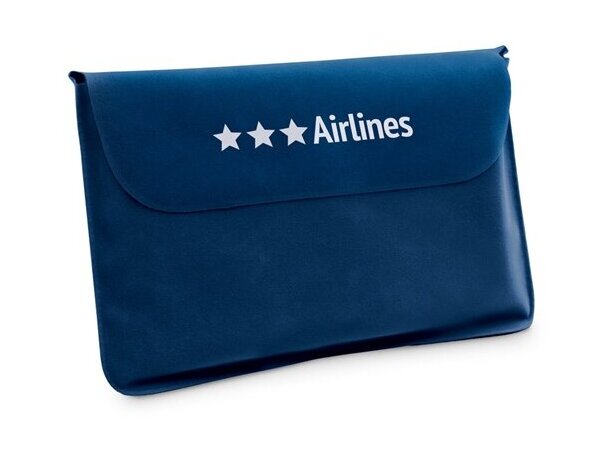 Almohadilla de viaje personalizada con funda azul