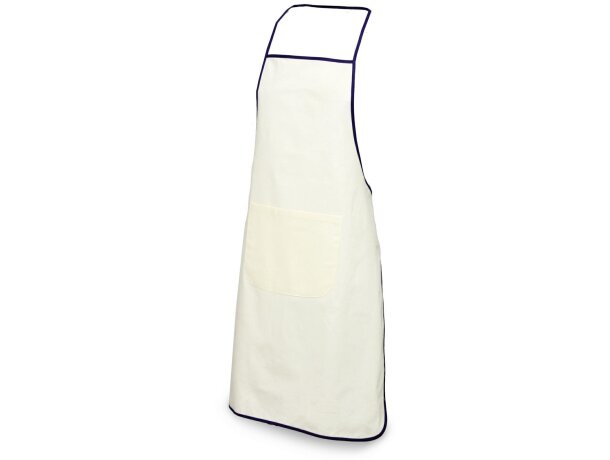 delantal 100% algodón color crudo con ribete de color personalizado azul