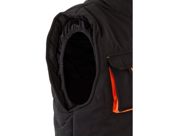 Chaleco acolchado bicolor multibolsillos unisex VL Nergal Negro/Naranja detalle 60