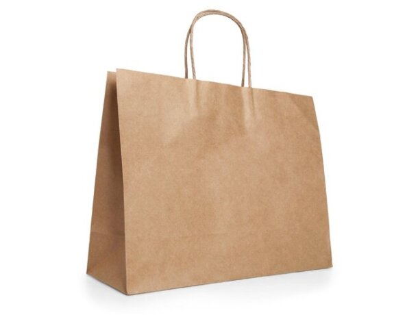 Bolsa kraft Kira 400x360 mm con asa trenzada para regalo ecológico detalle 2