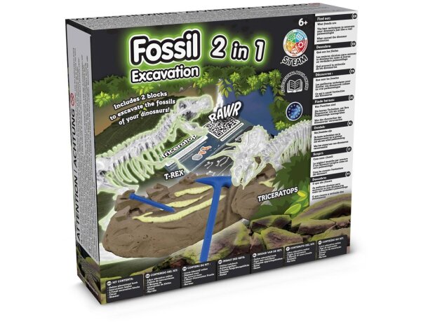 Kit de excavación de fósiles t-rex y triceratops science4you Multicolor detalle 2