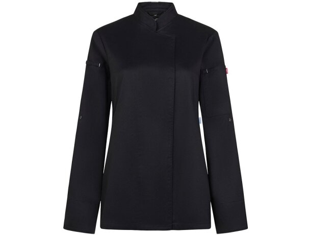 Chaqueta cocina mujer Thoth algodón y poliéster reciclado Negro detalle 13