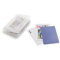 Baraja de 54 cartas en caja con logo azul