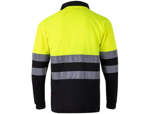 Polo bicolor alta visibilidad VL Vulcan manga larga Negro/Amarillo detalle 51