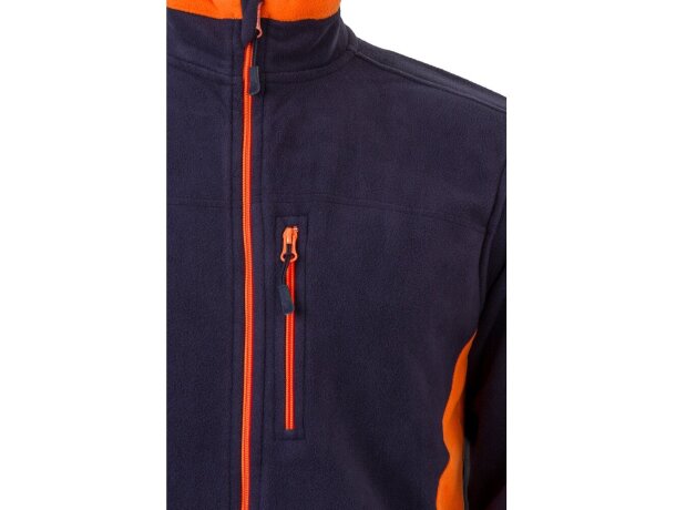 Chaqueta polar bicolor Geras con cinco bolsillos y cremallera Azul marino/Naranja detalle 36