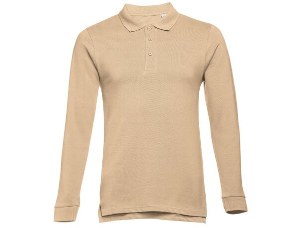 Polo Bern de manga larga en algodón 210 g/m² para hombre Marrón claro detalle 22