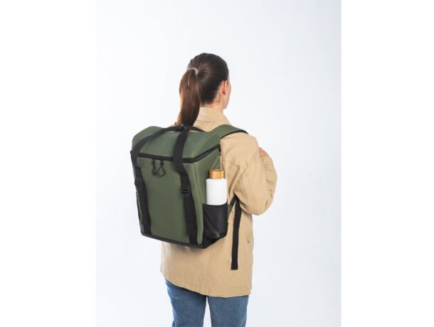 Mochila térmica Roma L de poliéster reciclado 600D ripstop 16L Verde oscuro detalle 8
