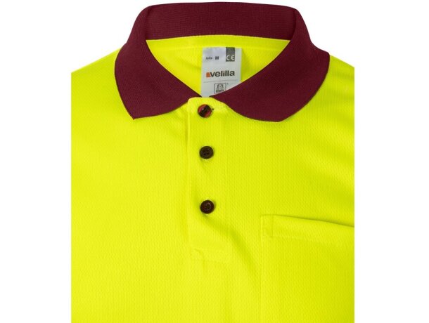 Polo alta visibilidad Cupid Large bicolor manga corta 4XL 5XL Burdeos/Amarillo detalle 4