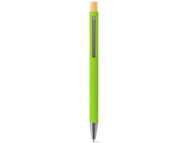 Bolígrafo zylen de aluminio reciclado con acabado de goma Verde claro detalle 3