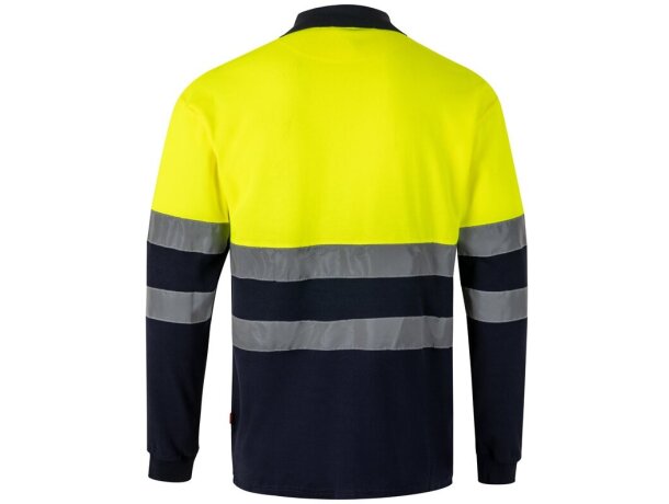 Polo pluto bicolor de manga larga con bandas reflectantes Azul marino/Amarillo detalle 20