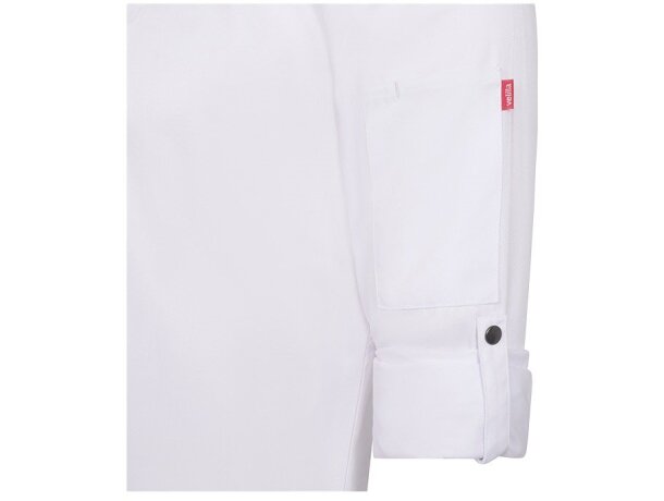 Chaqueta de cocina Agni unisex tejido COOLMAX transpirable Blanco detalle 7