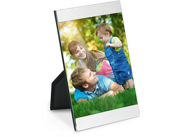 Portafotos 100x121 mm cromado satinado personalizado