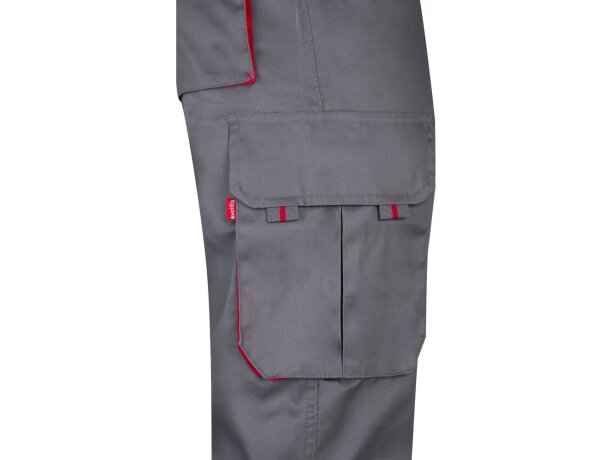 Pantalón de sarga multibolsillos bicolor VL Hypnos Gris/Rojo detalle 19