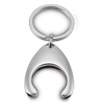 Llavero moneda carro supermercado metálico brillante en caja