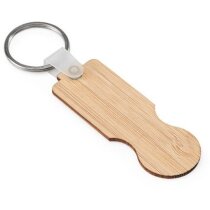 Llavero de bambú Shopz con moneda para carrito