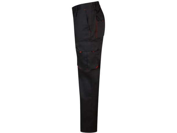 Pantalón de sarga multibolsillos bicolor VL Hypnos Negro/Rojo detalle 29