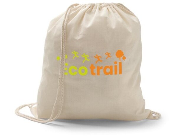 Bolsas mochilas de algodon con cordones natural claro personalizada
