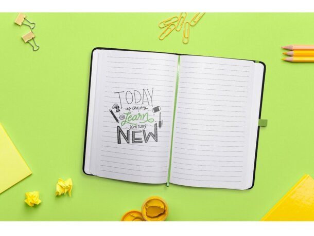 Libreta con banda elástica para goma de colores barata polipiel Hi!dea Corbin detalle 1