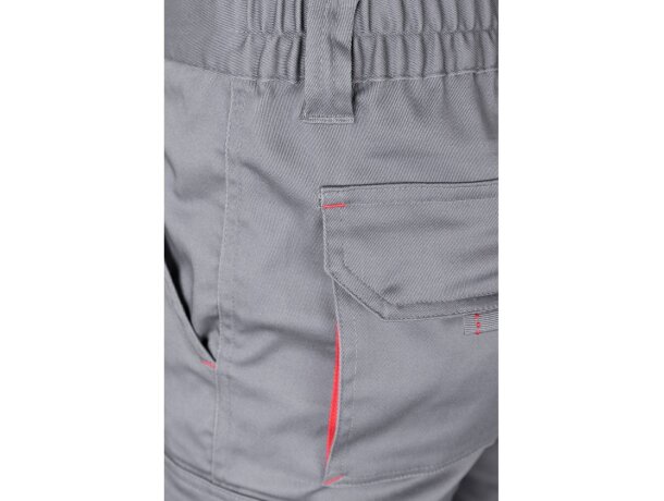 Pantalón elástico bicolor fides con seis bolsillos funcionales Gris/Rojo detalle 25