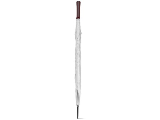 Paraguas Zane de poliéster 190T con mango de madera Blanco detalle 2