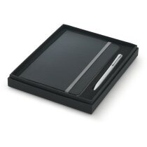 conjunto de boligrafo y bloc en caja negra personalizado gris claro