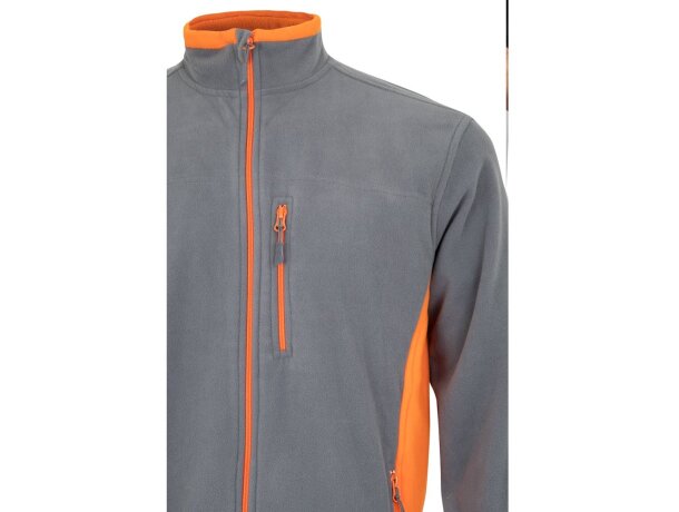 Chaqueta polar bicolor Geras con cinco bolsillos y cremallera Gris/Naranja detalle 33