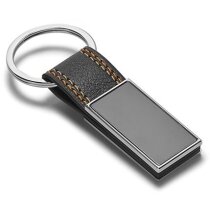 Llavero rectangular en metal y polipiel naranja Llavero rectangular en metal y polipiel naranja