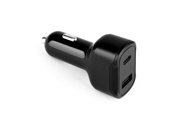 Adaptador de mechero Dirac con USB-C 20W y USB-A 18W Negro detalle 5