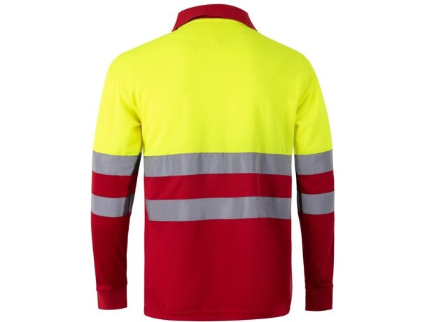 Polo bicolor alta visibilidad VL Vulcan manga larga Rojo/Amarillo detalle 39