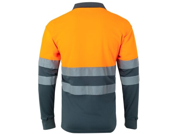 Polo bicolor alta visibilidad VL Vulcan manga larga Gris/Naranja detalle 15