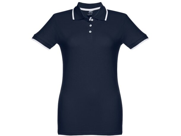 Polo slim fit Rome women bicolor algodón 210 g/m² manga corta Azul marino detalle 5