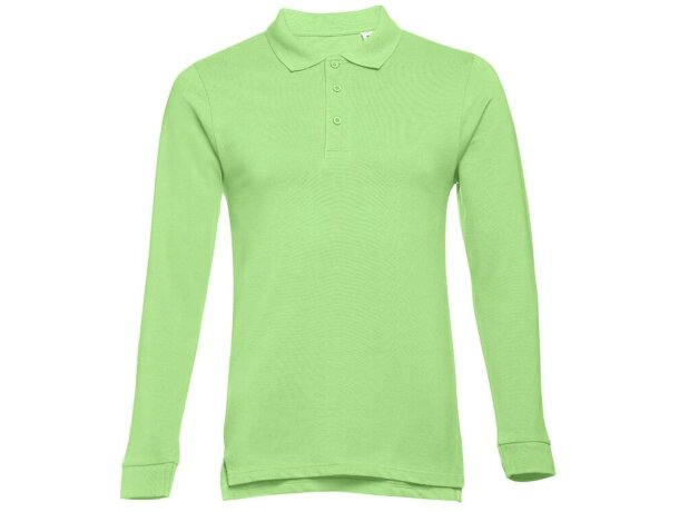 Polo Bern de manga larga en algodón 210 g/m² para hombre Verde claro detalle 10