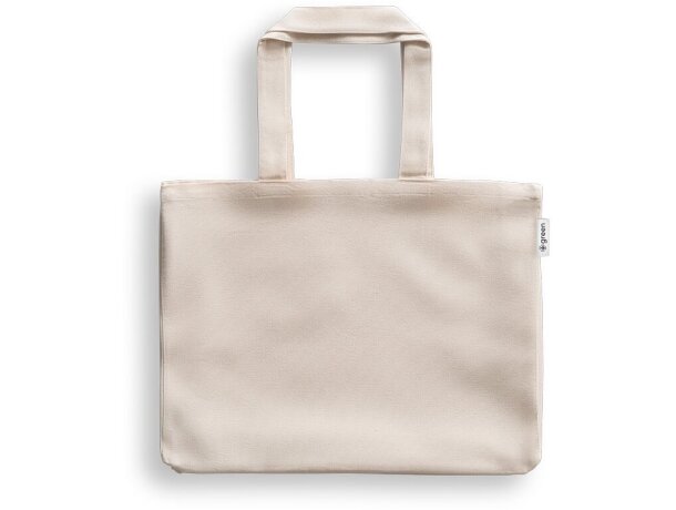 Bolsa 100% algodón horizontal de poliéster reciclado Hi!dea Parma Natural claro detalle 3