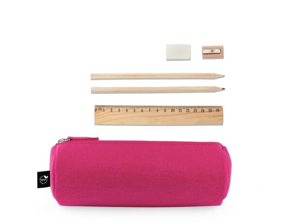 Estuche multiusos Nomad cilíndrico en fieltro reciclado rPET Rosa detalle 13