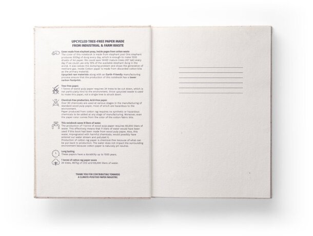 Libretas ecológicas con tapa dura de materia orgánica de elefante Natural claro detalle 8